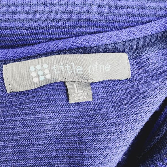 Title Nine Womens Blue Striped V-Neck Long Sleeve Sweater L Vagabond - Picture 3 of 7